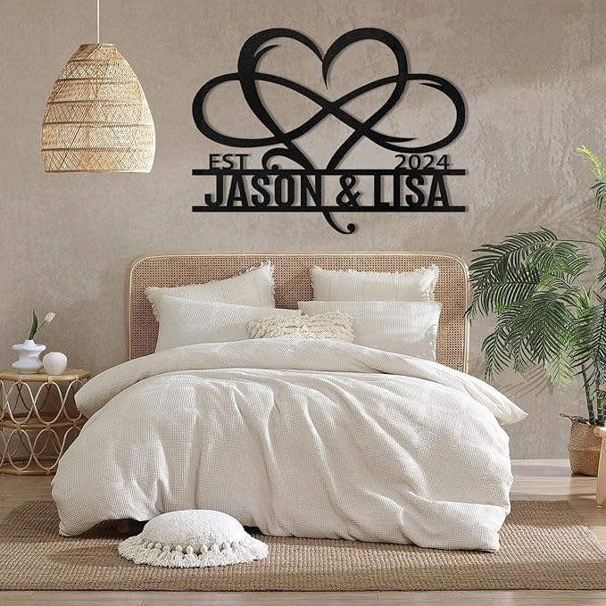 Metal Signs Customized, Infinity Heart Wall Decor, Custom Couple's Name Sign, Personalized Wedding Sign for Couples 2025, Unique Infinity Heart Metal Art, Valentines Day Gift, Home Decor Gift-Ruum Studio Home
