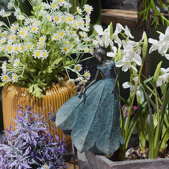 Guichifun Fairy Statue Collection Home Decoration - Leaf Angel Girls Resin Gardening Gifts for Women Statues for Garden Fairy Indoor or Outdoor Yard Figurines 5.5 x 3.25 x 8 Inch-Ruum Studio Home