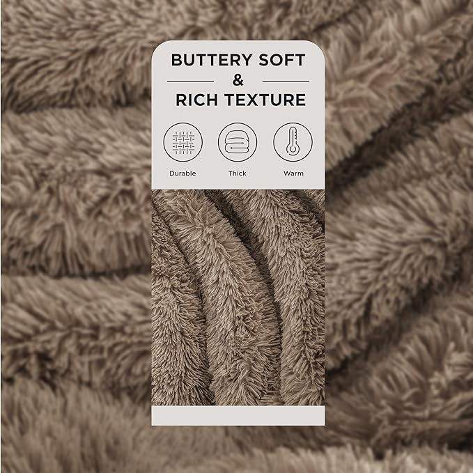 Bedsure GentleSoft Fluffy Light Chocolate Brown Throw Blanket, Brown Decor Cozy Gifts for Women Men, Soft Fuzzy Sherpa Fleece Plush Thick Warm Furry Faux Fur Throw Blanket for Couch, Bed, 50x60-Ruum Studio Home