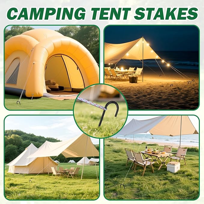16 Inch Ground Stakes Heavy Duty,8 Pack Metal Fence Stakes for Ground for Wire Fencing,Heavy Duty Long Tent Stakes for Trampolines Camping Canopies and Swing Set-Ruum Studio Home