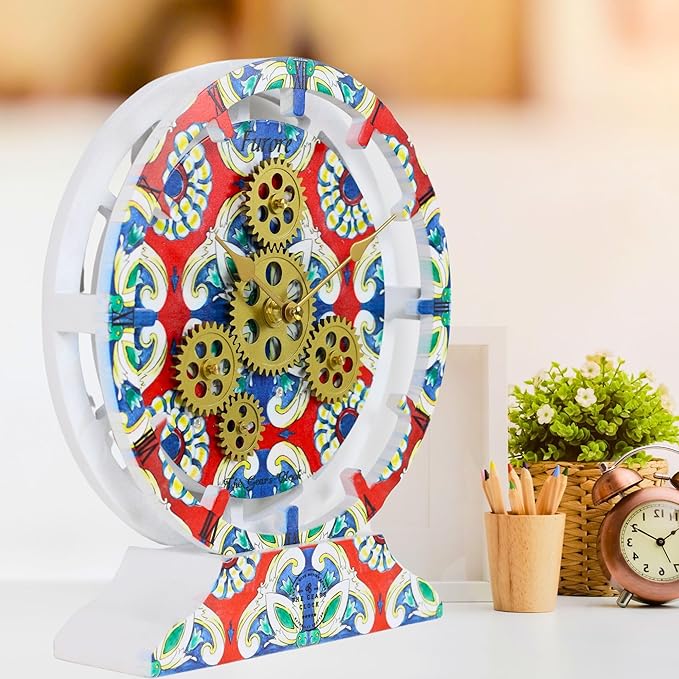 The Gears Clock Wall Clock Italy Collection with Moving Gears (Furore, 10 inch Round)-Ruum Studio Home