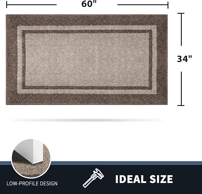 PURRUGS Dirt Trapping Door Mat 34" x 60", Non-Slip/Skid Machine Washable Entryway Rug, Shoes Scraper, Area Rug, Super Absorbent Welcome Mat for Muddy Wet Shoes and Paws, Beige & Grayish Brown-Ruum Studio Home