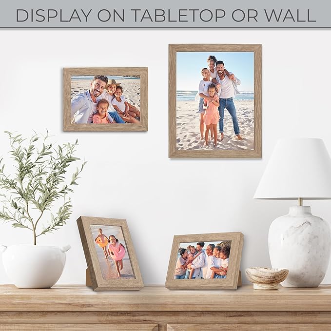 Sheffield Home 4 Piece Gallery Wall Frame Set, 8x10 Inch, 5x7 Inch, and 4x6 Inch, Light Natural-Ruum Studio Home