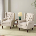 Accent Chair, Upholstered Armchair with Button Tufted High Back & Solid Wood Legs, Comfy Wingback Reading Single Sofa Chair for Small Spaces, Living Room, Bedroom-Ruum Studio Home