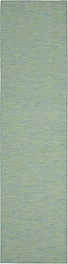 Nourison Home Positano Blue Green 2' x 6' Area Rug Easy Clean, Non Shedding, Bed Room, Living Room, Dining Room, Kitchen (6' Runner)-Ruum Studio Home