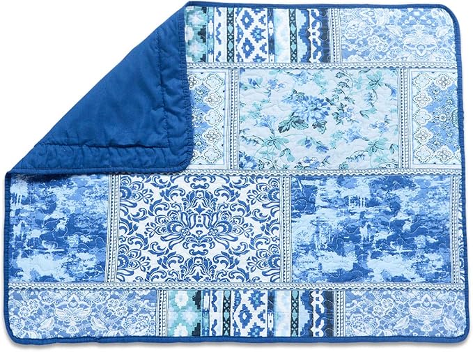 NEWLAKE Quilted Cotton Bed Pillowcases, Blue Classic Bohemian Pattern, 2 Pieces, 20x27 Inch-Ruum Studio Home