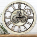 The B-Style Large Wall Clock 24 inch Moving Gear Wall Clock Oversized Vintage Farmhouse Wall Clocks for Living Room Decor Rustic Industrial Wood Clock (Desert Beige, 24 inch/60cm)-Ruum Studio Home