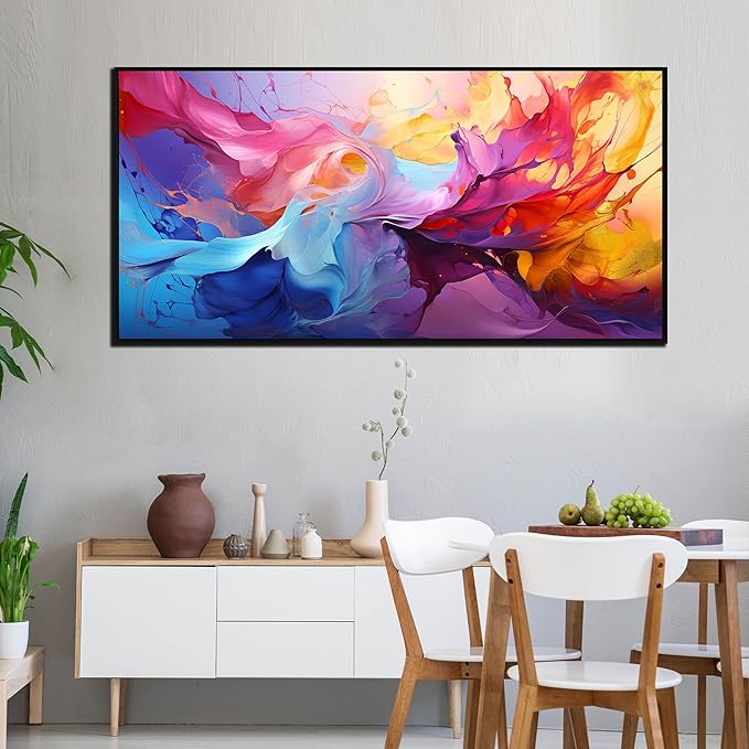 Abstract Wall Art for Living Room, Colorful Canvas Wall Decor for Bedroom, Framed Picture Print, Large Size 59x29 Inches-Ruum Studio Home