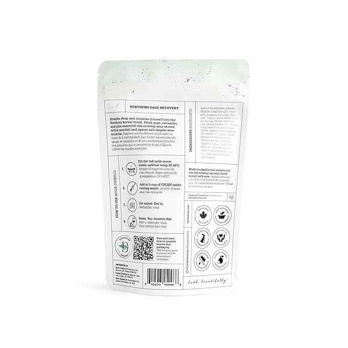 Bathorium Northern Sage Recovery Crush, Revitalizing Bath Soak, Dead Sea & Epsom Salt, Sage, Pine, Eucalyptus, pH-Balanced for Women, 5+ Baths, 21 oz-Ruum Studio Home
