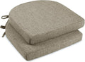 downluxe Indoor Chair Cushions for Dining Chairs, Soft and Comfortable Textured Foam Kitchen Chair Pads with Ties and Non-Slip Backing, 16" x 16" x 2", Khaki, 2 Pack-Ruum Studio Home