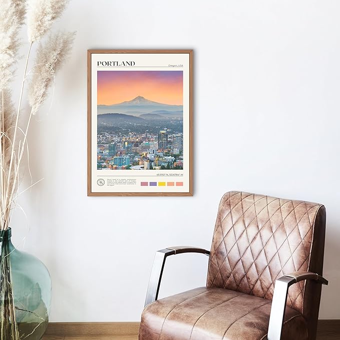 StudioUBILA Portland Wall Art Poster, Decorative Cityscape Landscape Art Prints, Home Decor Wall Art Print for Bedroom Living Room Kitchen Decorations, Unframed-Ruum Studio Home