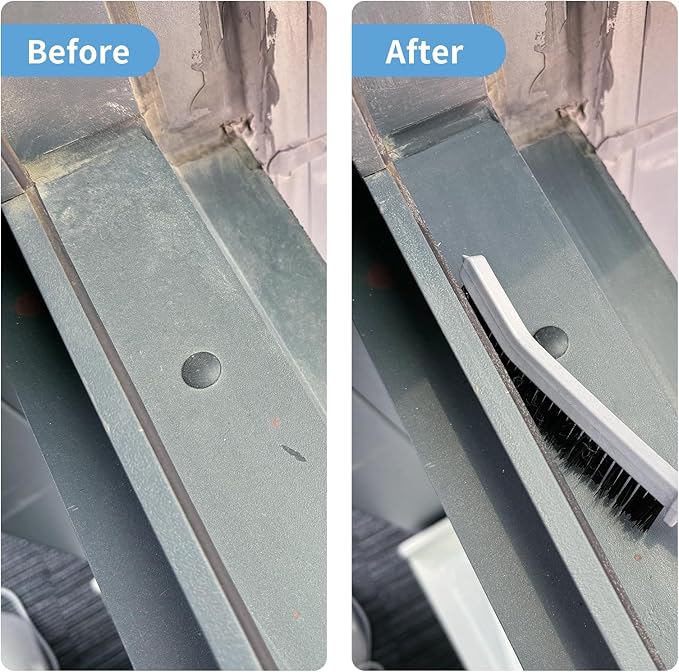 3 Pcs Cleaning Brushes for Household - Crevice Brush for Scrub Small Spaces, Toilet Cleaning Tool with Comfortable Grip, Long&Firm Bristle for Shower Tile Grout, Sinks Gap, Window Tracks, Hinges-Ruum Studio Home