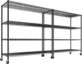REIBII 55.5''W Storage Shelves 2500LBS Wire Shelving Rack with Wheels 75.6" H Heavy Duty Shelving Unit Adjustable Metal Shelves for Storage Rack Shelving for Kitchen Pantry 2PCS-Ruum Studio Home