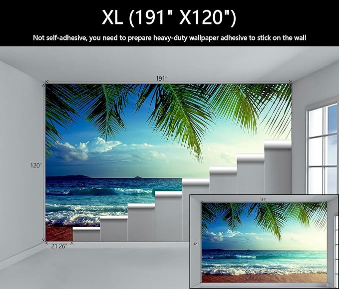 WFBHUA-Large Beach Scene Wallpaper Mural Dusk Waves Wall Murals for Bathroom Living Room Bedroom(Not Peel and Stick)-Ruum Studio Home