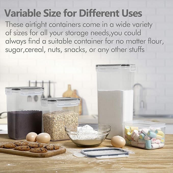 CHEFSTORY Airtight Food Storage Containers Set, 14 PCS Kitchen Storage Containers with Lids for Flour, Sugar and Cereal, Plastic Dry Food Canisters for Pantry Organization and Storage-Ruum Studio Home