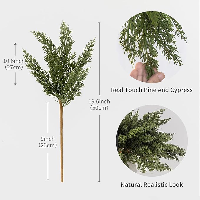 MISSPIN 12 Pcs 19.5 Inches Christmas Cedar Branches, Cedar Artificial Christmas Branches DIY Crafts Faux for Xmas Indoor Outdoor Home Decor-Ruum Studio Home