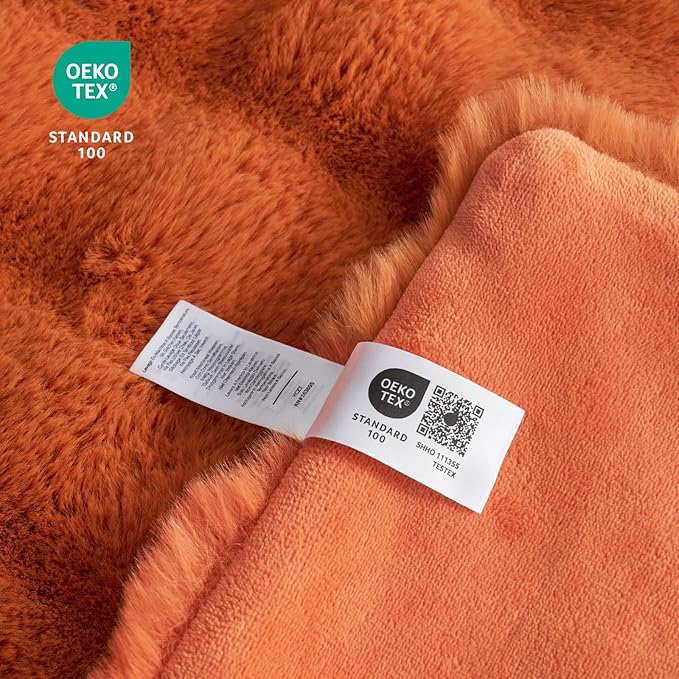 Cozy Bliss Faux Fur Throw Blanket for Couch, Fuzzy Soft Plush Thick Bubble Blanket for Sofa Bedroom Living Room, 60 * 80 Inches Burnt Orange-Ruum Studio Home