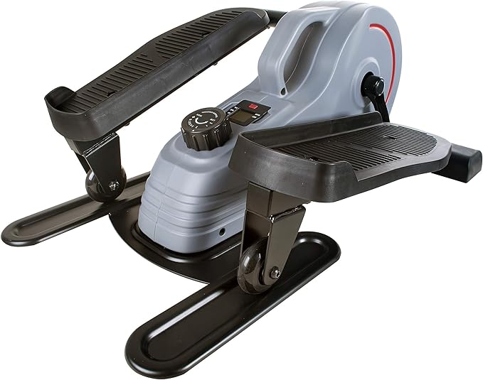 Sunny Health & Fitness 2-in-1 Sit/Stand Mini Elliptical Machine, Portable Under Desk Peddler Exerciser for Senior Home Workout, Optional Free Sunnyfit App Bluetooth Link, Handlebars or Resistance Band-Ruum Studio Home