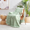 Cozy Bliss Checkered Faux Rabbit Fur Sage Green Throw Blanket, Soft Fuzzy Fluffy Minky Furry Blankets for Couch, Bed (50 * 60 Inches Light Green)-Ruum Studio Home