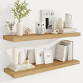 36 Inch Floating Shelves, 9.3 Inch Deep Rustic Wall Shelves - Extra Deeper Wall Mounted Storage Shelves for Bathroom, Kitchen, Living Room (Oak, Set of 2)-Ruum Studio Home