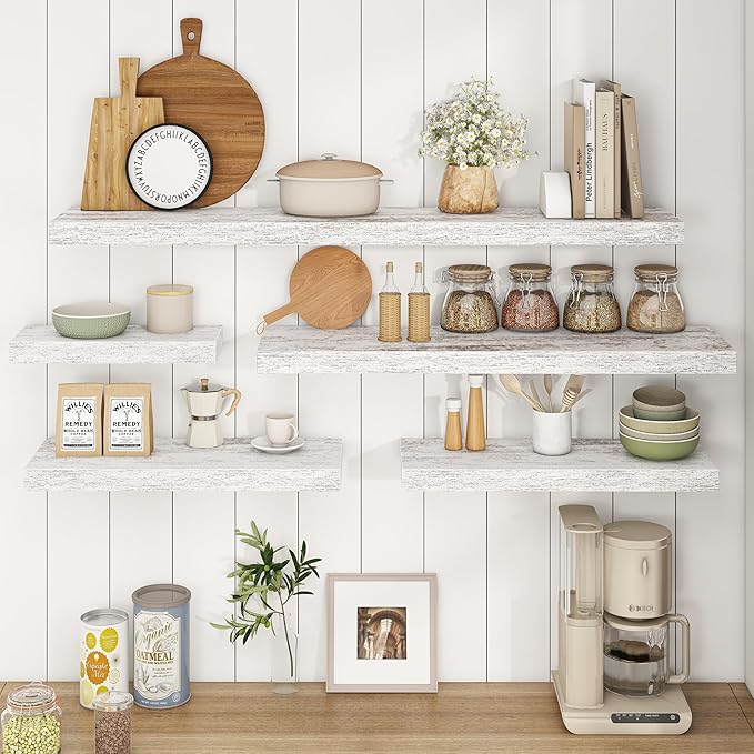 Fun Memories Deep Floating Shelves - 16" W x 9" D x 1.6" H Rustic Grey Wall Shelf - Wall Mounted Shelves for Storage - Wooden Shelves with Invisible Brackets for Living Room, Farmhouse - Set of 2-Ruum Studio Home