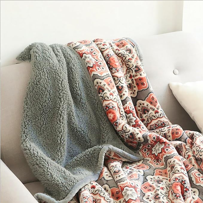 UKELER Floral Sherpa Throw Blanket Queen Size 80'' x 90'', Southwestern Throw Blanket for Bed/Couch/Sofa/Camping, Great Gift for Mother's Day, Father's Day, Thanksgiving, Christmas-Ruum Studio Home