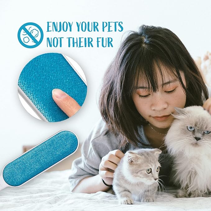 Lint Brush and Pet Hair Remover for Laundry, Clothes, Couches, Car Seats, Furniture and Fabric. Reusable Dog and Cat Fur Wizard Hair Removal Brush. ALLISTAR (Sky Blue)-Ruum Studio Home