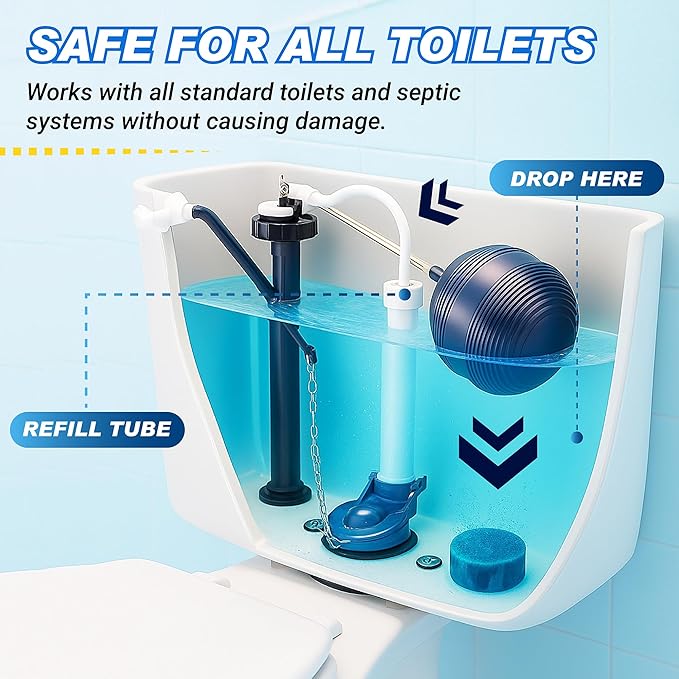Automatic Toilet Bowl Cleaner Tablets – 20 Tabs - Blue Gel Toilet Tank Cleaners, Hard Water Ring Remover, Septic-Safe Heavy-Duty Stain & Smell Eliminator, Toilet Cleaning & Deodorizer-Ruum Studio Home