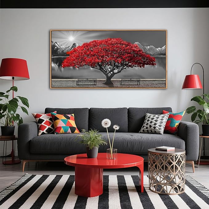 Large Framed Wall Art for Living Room Large Mangrove Landscape Modern Art for Wall Decor Living Room, Bedroom, Office, Home Wall Decor 24x48 inches(With Soild Wood Dark Framed)-Ruum Studio Home