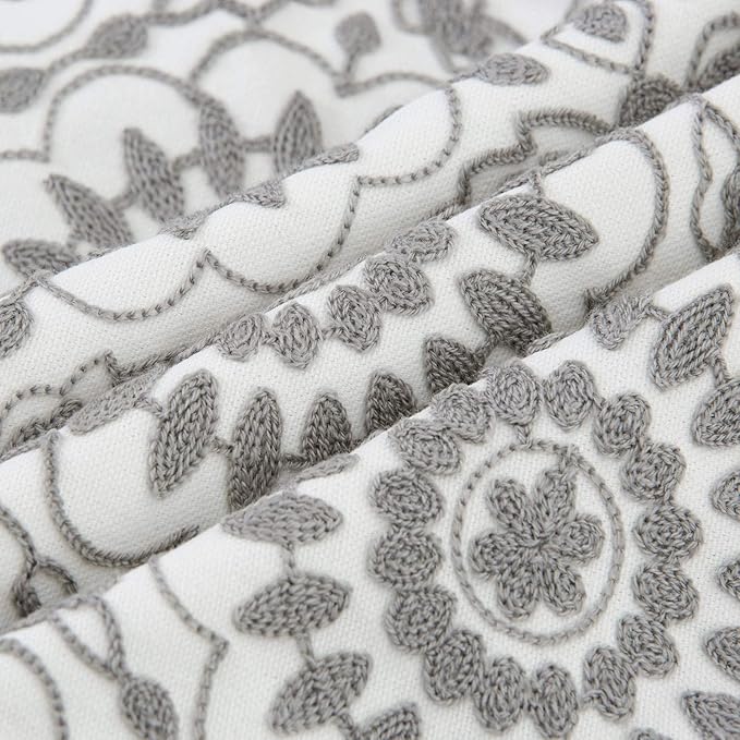 HWY 50 Gray Grey Decorative Throw Pillow Covers 18x18 Inch (1 Piece), Embroidered Cotton Farmhouse Cushion Cover Pillow Case for Sofa Couch Living Room Bed, Little Sunflower-Ruum Studio Home