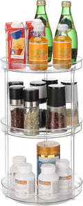 URALFA 3 Tier Bathroom Lazy Susan Organizer, 9 Inch Clear Rotating Makeup Organizer for Vanity, High-Capacity Acrylic Skincare Organizers 360 Rotating Tray for Countertop, Pantry, Kitchen, Cupboard-Ruum Studio Home