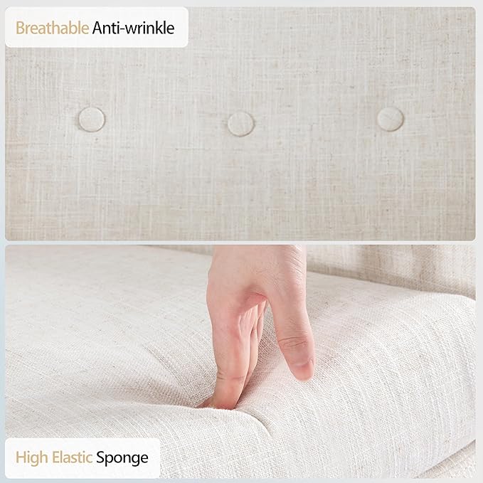 HUIMO Button-Tufted Accent Chairs Set of 2,Upholstered Reading Living Room Chair,Mid Century Modern Chair with Linen Fabric, Club Chair,Comfy Arm Chairs for Living Room,Bedroom,Beige-Ruum Studio Home