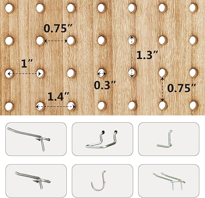 4 Panel Pegboard Wood Room Divider, 5.6Ft Pegboard Display Folding Privacy Screens, Peg Board Display Freestanding for Trade Show Craft Show Home Wall Organizer, Light Brown-Ruum Studio Home