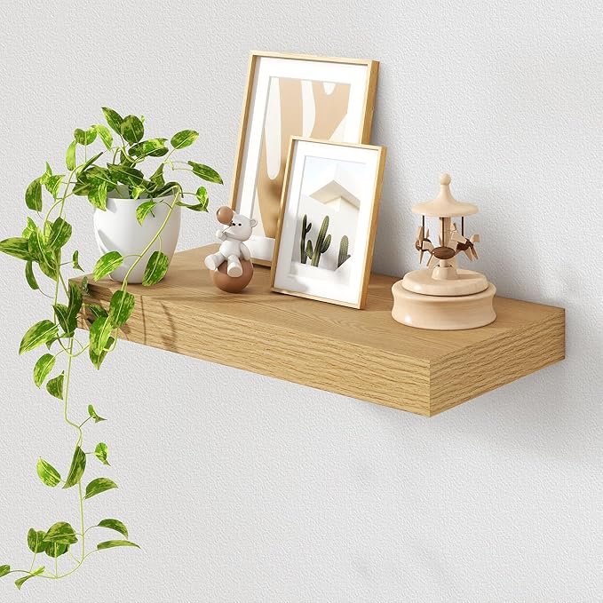 Deep Floating Shelves for Wall | 24 Inch Wide x 12 Inch Deep Floating Shelves | 24W x 12D Rustic Oak Wide Wall Shelves | Bookshelf Laundry Shelf TV Shelf-Ruum Studio Home