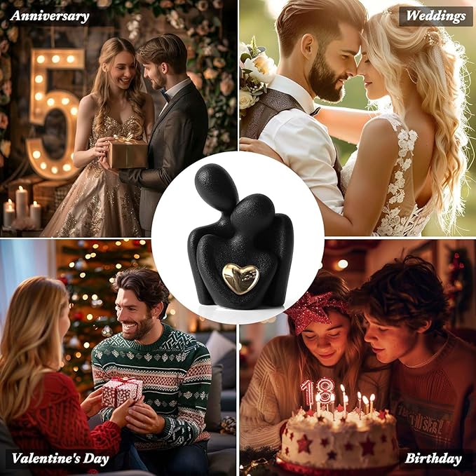 XMGZQ Mini Couple Statue Tv Stand Decor Items for Living Room Home Decor,Bedroom Decor for Couples Sculpture for Anniversary Wedding,Love Gifts for Couples 2025,Knick Knacks for Shelves-Ruum Studio Home