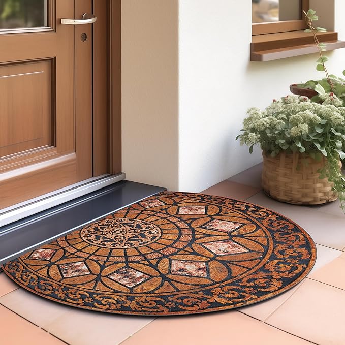 CHICHIC Entrance Door Mat Large 24 x 36 Inch Entry Way Doormat Front Door Rugs Outdoors Heavy Duty Welcome Mat Non Slip Rubber Back Low Profile for Garage, Patio, High Traffic Area, Orange-Ruum Studio Home