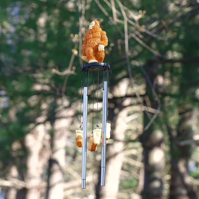 Funny Bigfoot Wind Chime for Outdoors – Sasquatch Yard Décor with Stainless Steel Tubes & Resin Foot Strikers – Unique Garden or Porch Decoration – Hilarious Gift for Cryptid Fans-Ruum Studio Home
