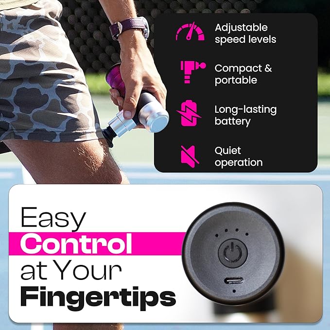 The Therapeutic Mini Massage Pistol with Portable Carrying Case, 4 Massage Speeds, 6 Colors | Fast USB Type C Charging | Massage Tool for Pain Relief | Stylish and Powerful Massage Gun-Ruum Studio Home