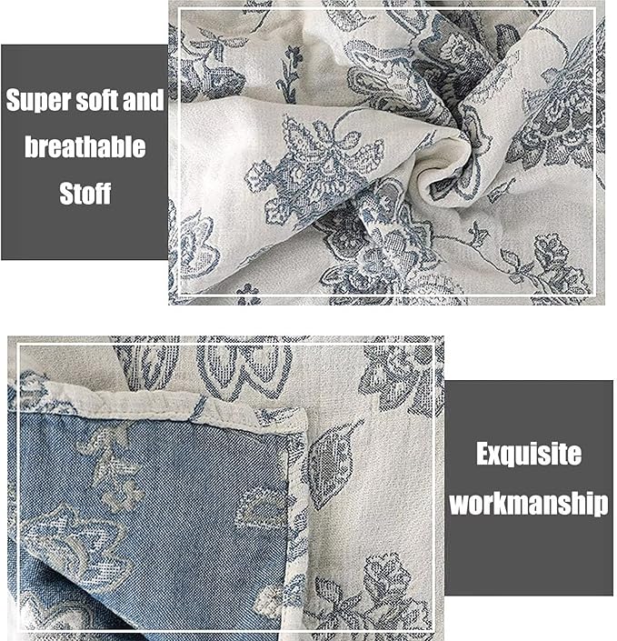 MSGKV Throw Blanket 100% Cotton Blankets Stitch Blanket,Versatile Knit Woven Super Soft Warm & Decorative Blankets for Chair Bed Sofa Couch and Bedroom Living Room,60''Wx 80''L-Ruum Studio Home