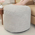 Round Stuffed Pouf Ottoman, Foot Stools Ottoman,Corduroy Poufs with Foam Chunk Filling, Furry and Fluffy Storage Ottomans, 20 X 15 Floor Poufs Foot Rest for Living Room-Ruum Studio Home