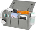 Dual-purpose Bedside Caddy Bedside Organizer, Bed Caddy with 6 Pockets, Versatile Bedside Storage Solution Magazine Remotes holder, ideal for Home, Dorm, Hospital, Crib Bed (Grey)-Ruum Studio Home
