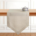 D'Moksha Homes Natural Linen Table Runner 48 Inches Long - 100% Pure Linen Diamond Table Runner 14 x 48 Inch for Dining, Fall and Halloween - Machine Washable-Ruum Studio Home