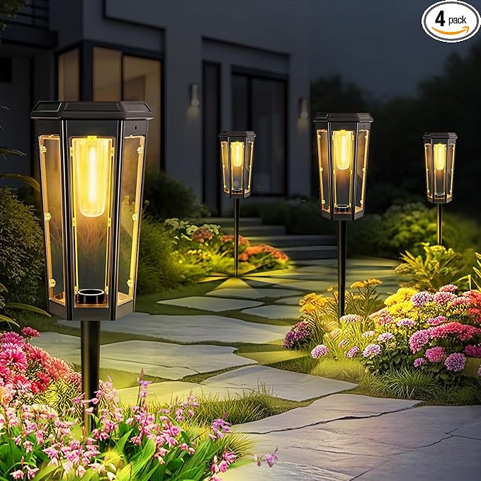 Solar Pathway Lights, Upgraded Solar Bright LED Path Lights, Outdoor Waterproof Garden Landscape Lighting with 2 Lighting Modes & Auto On/Off, for Yard, Landscape, Patio, Lawn, Path, Walkway, Driveway-Ruum Studio Home