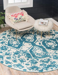 Unique Loom Rosso Collection Vintage Traditional Distressed Blue Round Rug (3' 3 x 3' 3)-Ruum Studio Home