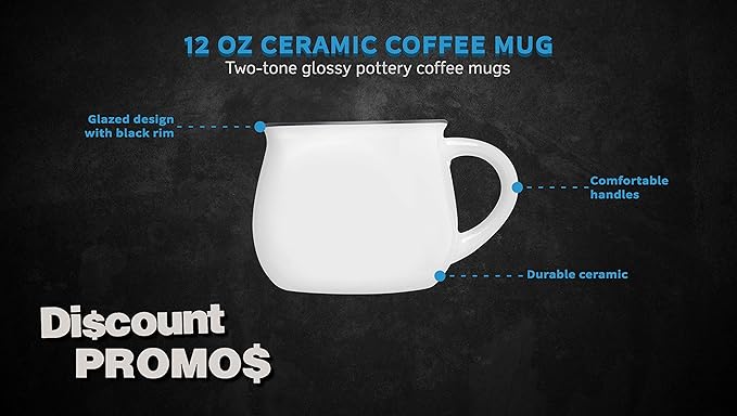 DISCOUNT PROMOS Glazed Campfire Coffee Mugs 12 oz. Set of 10, Bulk Pack - Perfect for Coffee, Tea, Espresso, Hot Cocoa, Other Beverages - White-Ruum Studio Home