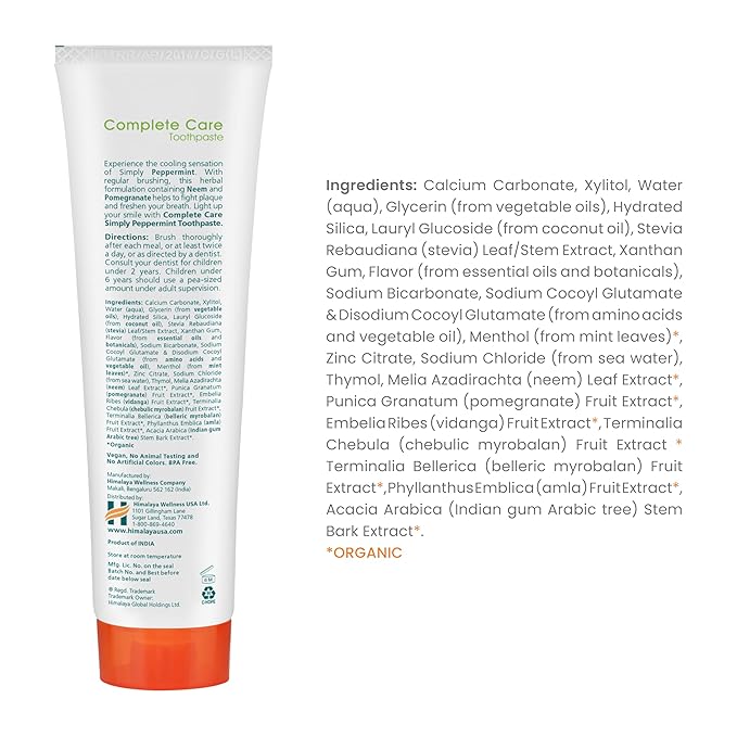 Himalaya Botanique Complete Care Toothpaste, Herbal, Peppermint Flavor, Fights Plaque, Freshens Breath, Fluoride Free, No Artificial Flavors, SLS Free, Cruelty Free, Foaming, 5.29 Oz, 4 Pack…-Ruum Studio Home