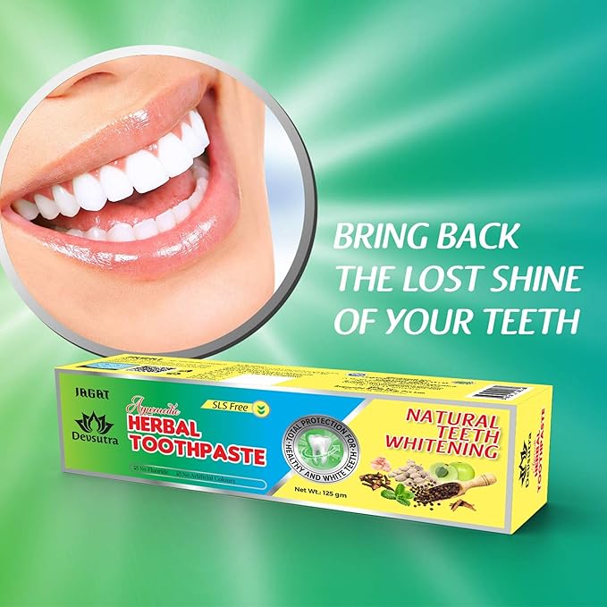 Jagat Devsutra Dr. Recommended Ayurvedic Herbal Fresh Mint Flavour Toothpaste Combo Pack Offer - 100% Natural Teeth Whitening Formula, No Fluoride & No Artificial Colours - Pack of 2 (4.4 OZ Each)-Ruum Studio Home