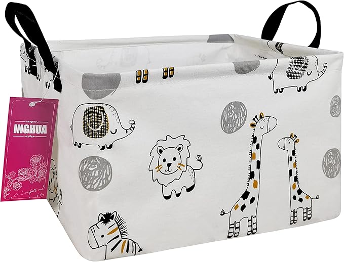 Rectangular Storage Basket Fabric Organizer Bin for Toys,Books,Clothes,Gifts,Pets-Perfect for Home,Office,Nursery,Dorm,Shelf(Rec-Animals)-Ruum Studio Home