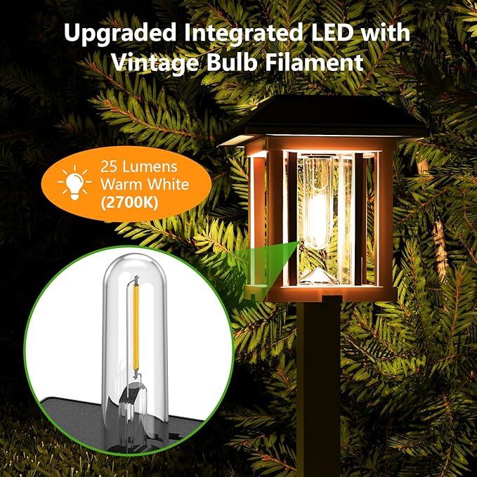XMCOSY+ Solar Pathway Lights Outdoor, 25 LM LED Garden Lights with Seed Glass, 2-Tone/Colour, Waterproof Solar Powered Decorative Lighting for Yard Landscape Driveway Walkway (Warm White)-Ruum Studio Home