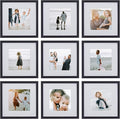 Sheffield Home 9 Piece Gallery Wall Frame Set, 12x12 in. Matted to 8x8 in. (Matte Black)-Ruum Studio Home